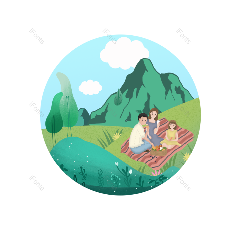 装饰图片,户外元素,插画PNG,草坪免抠素材